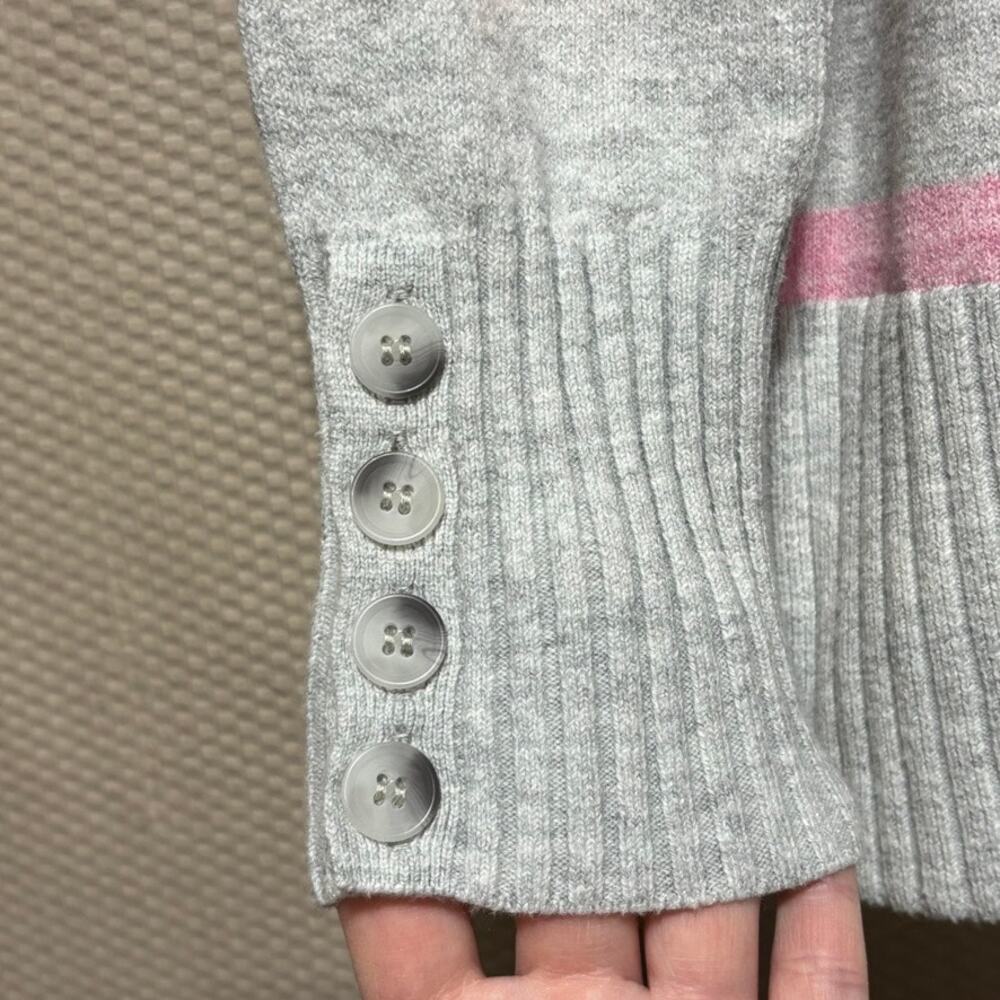 LOFT Women's Medium Stripe Pullover Boatneck Sweater Gray Pink Burgundy - Picture 3 of 10